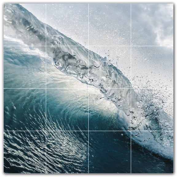 Picture-Tiles.com: Waves Ceramic Tile Wall Mural WAL501180-44S. 17"W x 17"H using (16) 4.25" x 4.25" Ceramic Tiles-Satin Finish
