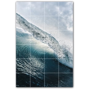 Picture-Tiles.com: Waves Ceramic Tile Wall Mural WAL501180-46M. 24"W x 36"H using (24) 6" x 6" Ceramic Tiles-Satin Finish