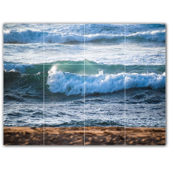 Picture-Tiles.com: Waves Ceramic Tile Wall Mural WAL501181-43XL. 48"W x 36"H using (12) 12" x 12" Ceramic Tiles-Satin Finish