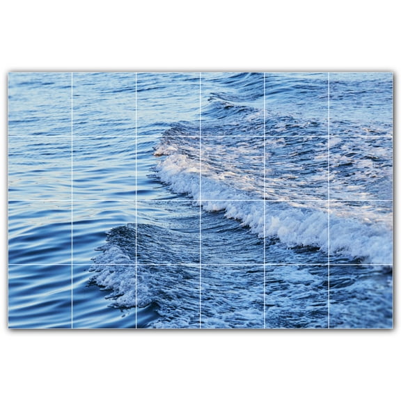 Picture-Tiles.com: Waves Ceramic Tile Wall Mural WAL501182-64M. 36"W x 24"H using (24) 6" x 6" Ceramic Tiles-Satin Finish