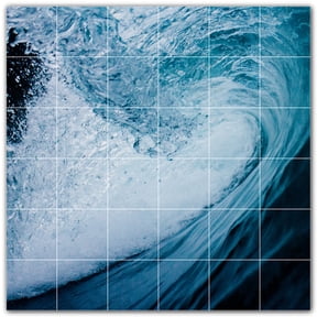 Picture-Tiles.com: Waves Ceramic Tile Wall Mural WAL501183-66M. 36"W x 36"H using (36) 6" x 6" Ceramic Tiles-Satin Finish