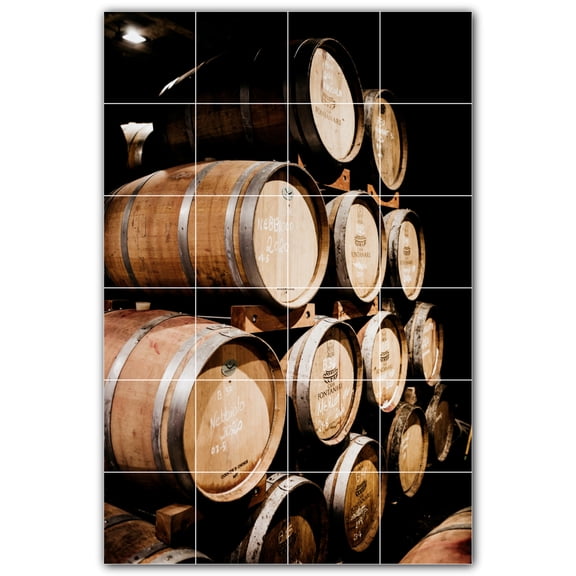Picture-Tiles.com: Wine Ceramic Tile Wall Mural WAL501203-46S. 17"W x 25.5"H using (24) 4.25" x 4.25" Ceramic Tiles-Satin Finish