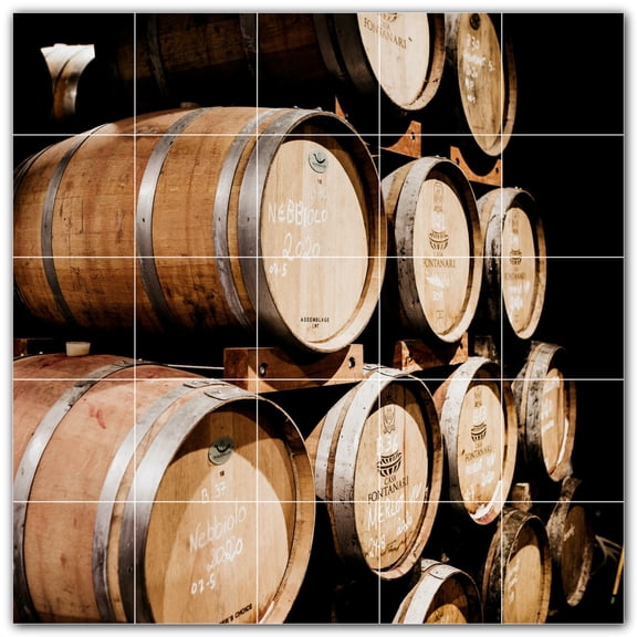 Picture-Tiles.com: Wine Ceramic Tile Wall Mural WAL501203-55L. 40"W x 40"H using (25) 8" x 8" Ceramic Tiles-Satin Finish