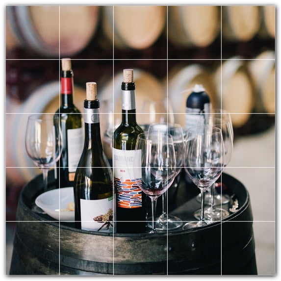 Picture-Tiles.com: Wine Ceramic Tile Wall Mural WAL501212-55S. 21.25"W x 21.25"H using (25) 4.25" x 4.25" Ceramic Tiles-Satin Finish