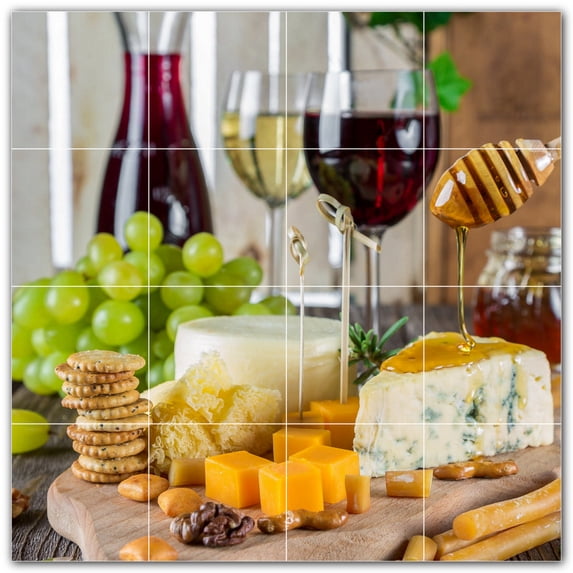 Picture-Tiles.com: Wine Ceramic Tile Wall Mural WAL501213-44S. 17"W x 17"H using (16) 4.25" x 4.25" Ceramic Tiles-Satin Finish