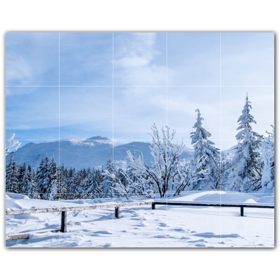 Picture-Tiles.com: Winter Ceramic Tile Wall Mural WAL501221-54S. 21.25"W x 17"H using (20) 4.25" x 4.25" Ceramic Tiles-Satin Finish