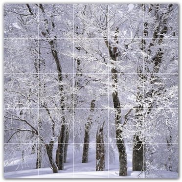 Picture-Tiles.com: Winter Ceramic Tile Wall Mural WAL501225-55L. 40"W x 40"H using (25) 8" x 8" Ceramic Tiles-Satin Finish