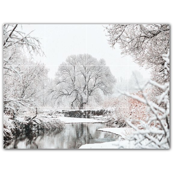 Picture-Tiles.com: Winter Ceramic Tile Wall Mural WAL501227-43S. 17"W x 12.75"H using (12) 4.25" x 4.25" Ceramic Tiles-Satin Finish