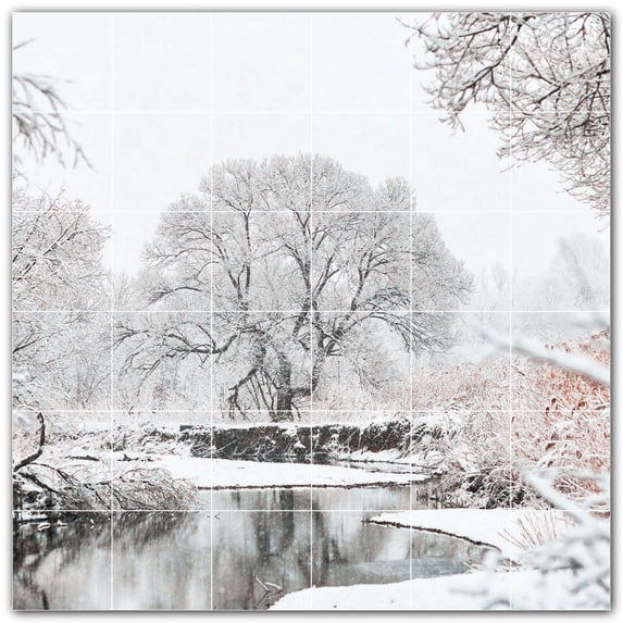 Picture-Tiles.com: Winter Ceramic Tile Wall Mural WAL501227-66S. 25.5"W x 25.5"H using (36) 4.25" x 4.25" Ceramic Tiles-Satin Finish