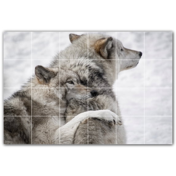 Picture-Tiles.com: Wolf Ceramic Tile Wall Mural WAL501246-64L. 48"W x 32"H using (24) 8" x 8" Ceramic Tiles-Satin Finish