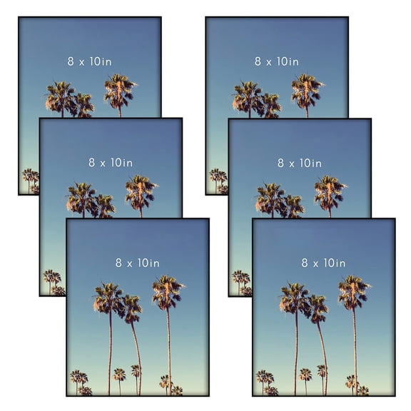 Picture frames 8x10 set of 6, front loading design with shatter resistant glass, black photo frames for wall and table display, metropolitan collection
