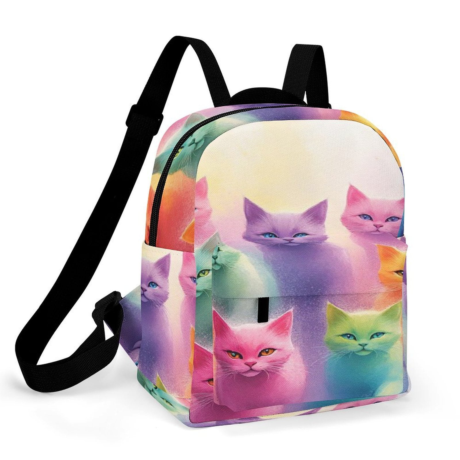 Pictures Of Colorful Cats Small Backpack Cute Mini Backpacks For Woman ...
