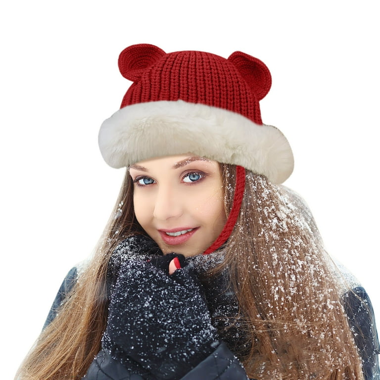Pictures Women Ladies Gilr Hat With Pompon Warm Bobble Cotton Knitted Hat Winter Mens Extra Large Size