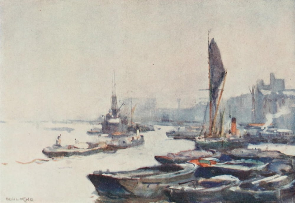 Pictures of London 1919 Rotherhithe Canvas Art - Cecil King (18 x 24)