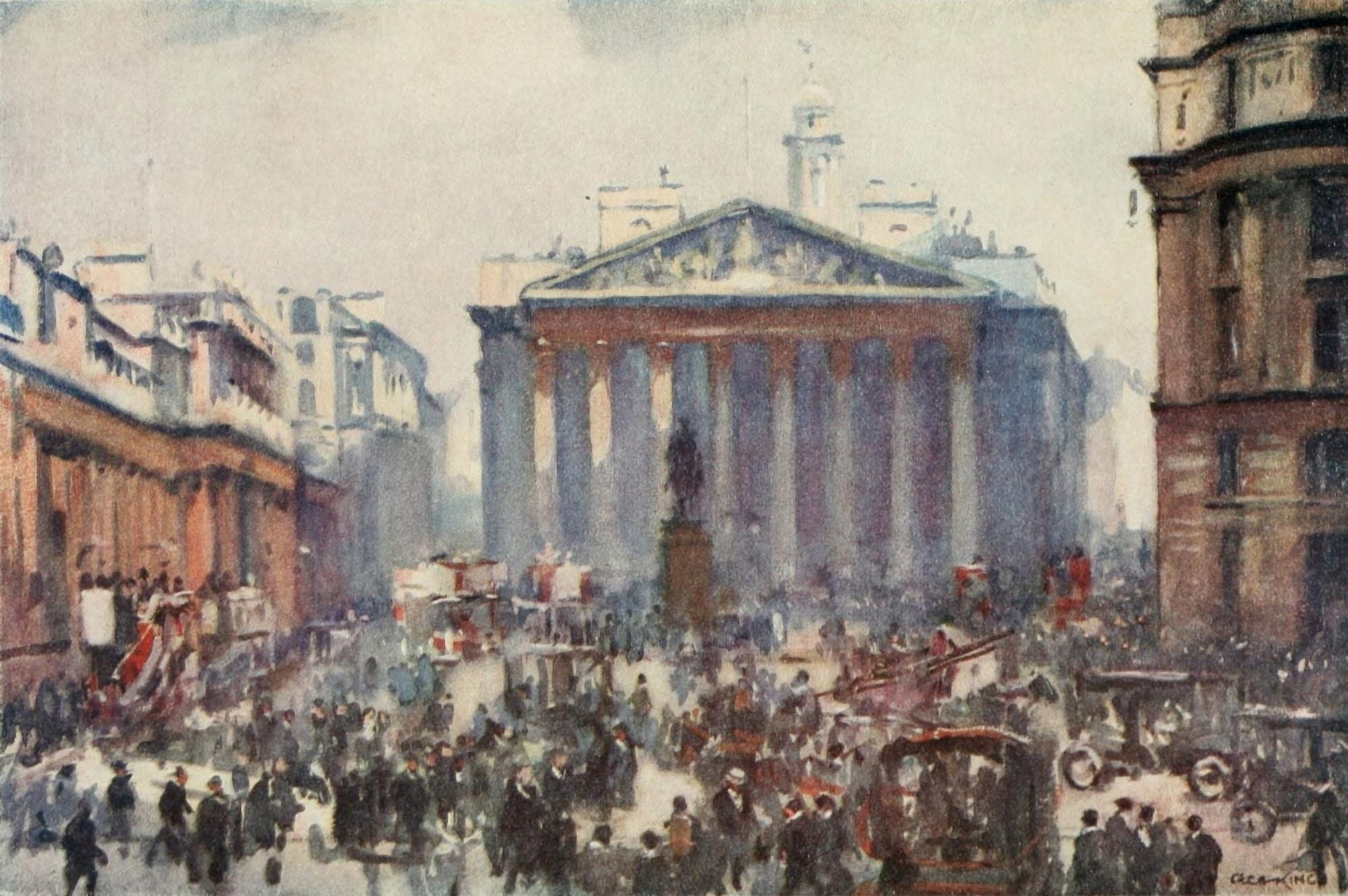 Pictures of London 1919 The Bank Crossing Canvas Art - Cecil King (18 x 24)