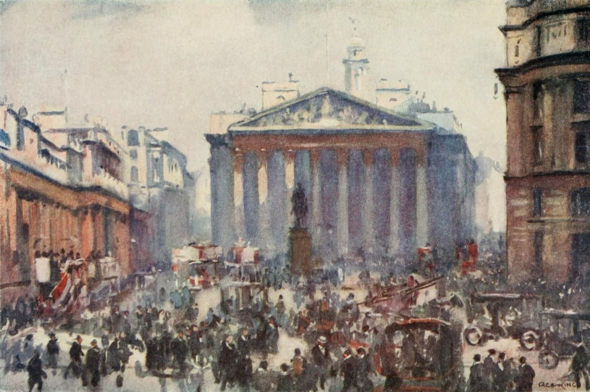 Pictures of London 1919 The Bank Crossing Canvas Art - Cecil King (24 x 36)