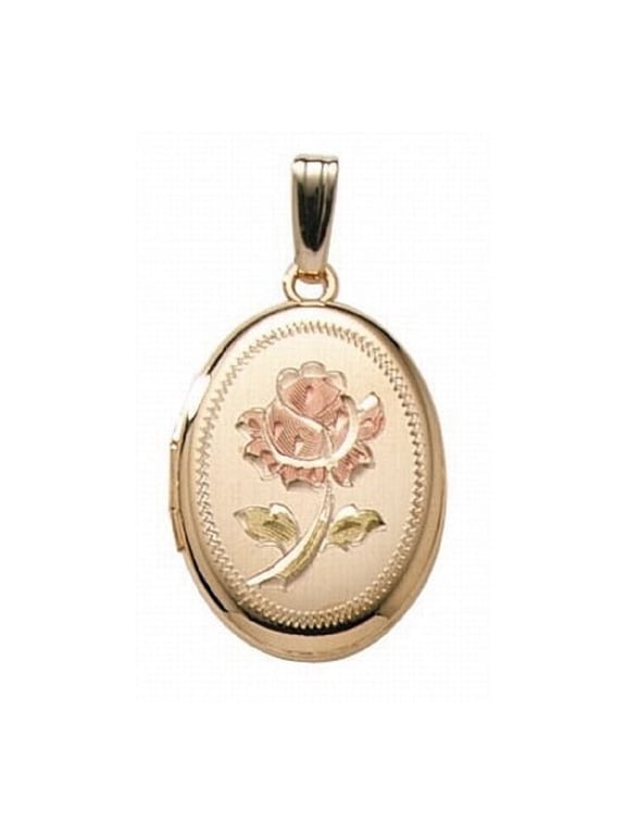PicturesOnGold 14K Rose Gold Filled Oval Locket Necklace Unisex Adult - 3/4 inch x 1 inch