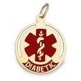 thumbnail image 1 of PicturesOnGold.Com 14K Gold Round Medical Diabetic Charm W/Red Enamel - 1 inch x 1 inch, 1 of 2