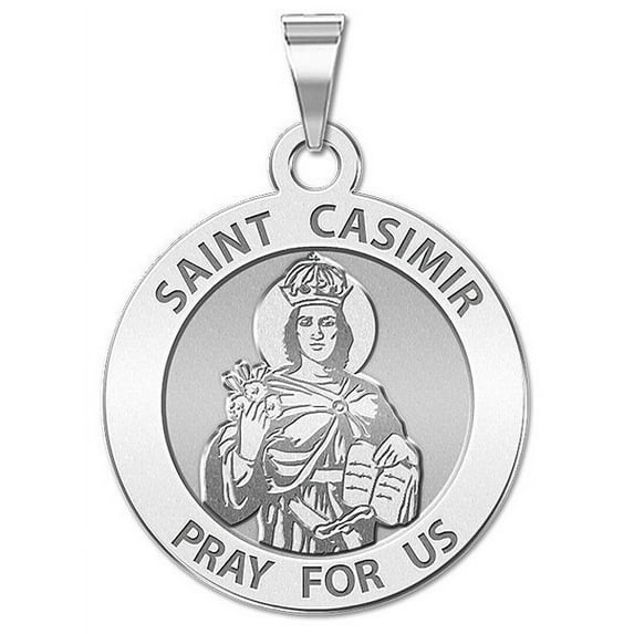 PicturesOnGold.Com Saint Casimir Religious Medal Pandants - 2/3 inch Size of Dime, Sterling Silver