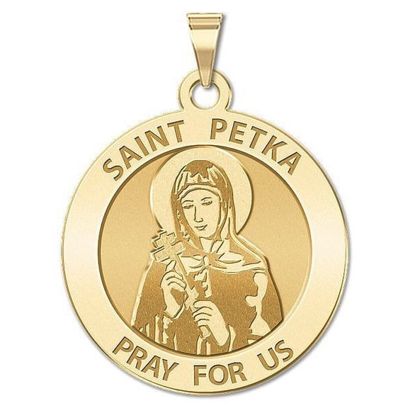 PicturesOnGold.Com Saint Petka Religious Medal Pandants - 2/3 inch Size of Dime, Solid 14K Yellow Gold