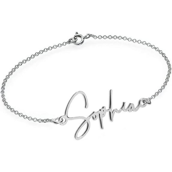 PicturesOnGold Custom Name Anklets for Women in 14K White Gold Personalized Ankle Bracelet Jewelry With Any Name or Word
