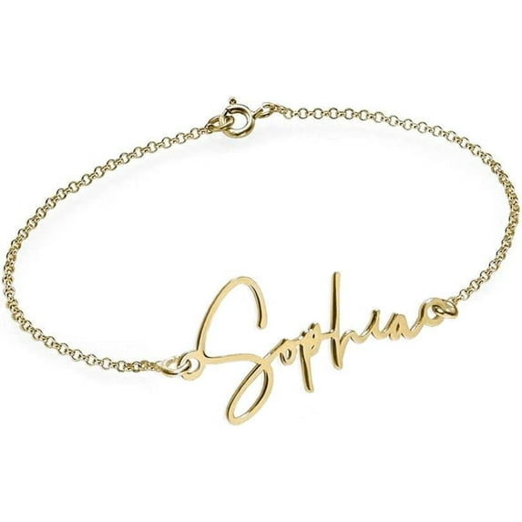 PicturesOnGold Custom Name Anklets for Women in Gold Plated Sterling Silver Personalized Ankle Bracelet Jewelry With Any Name or Word