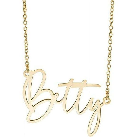 PicturesOnGold Custom Name Necklace Jewelry Yellow Gold Necklace Nameplate Modern Script Jewelry Gift for Women