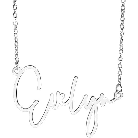 PicturesOnGold Custom Name Necklace For Women Personalized Name Necklace in Sterling Silver Personalized with any Name or Word (Sterling Sliver Modern Script)