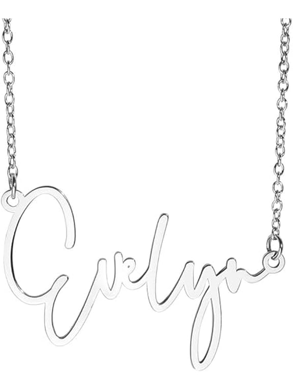 Custom Name Necklace For Women Personalized Name Necklace in Sterling Silver Personalized with any Name or Word (Sterling Sliver Modern Script)