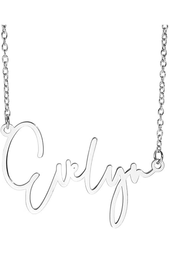 Custom Name Necklace For Women Personalized Name Necklace in Sterling Silver Personalized with any Name or Word (Sterling Sliver Modern Script)