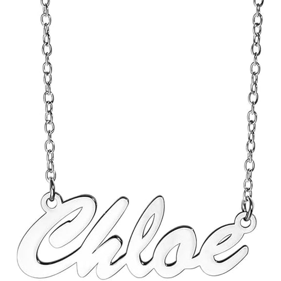 PicturesOnGold Custom Name Necklace For Women Personalized Name Necklace in Sterling Sliver Personalized with any Name or Word (Sterling Silver Script)