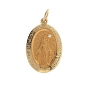 14K Gold Miraculous Medal [H] W/ Diamond - 1/4 inch Wide x 1/2 inch Tall