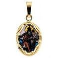 thumbnail image 1 of PicturesOnGold.com 14K Gold and Porcelain Scapular Religious Medal - Solid 14k Yellow Gold 1 x 3/4 inch (25.0mm X 19.5mm), 1 of 1