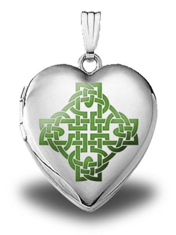 14K White Gold Color Celtic Knot Sweetheart Locket 3/4 Inch X 3/4 Inch in Solid 14K White Gold