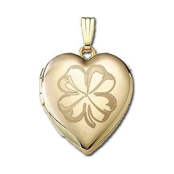 PicturesOnGold.com 14K Yellow Gold Celtic Sweetheart 4 Leaf Clover Locket