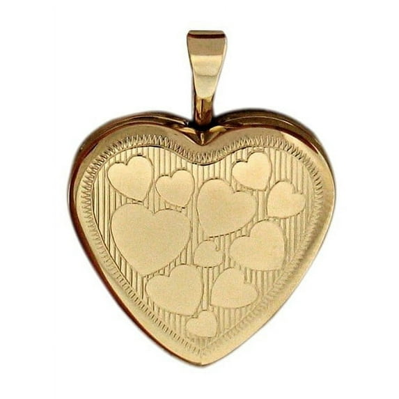 PicturesOnGold.com 14K Yellow Gold Filled Heart Locket W/ Heart Design 2/3 inch x 2/3 inch