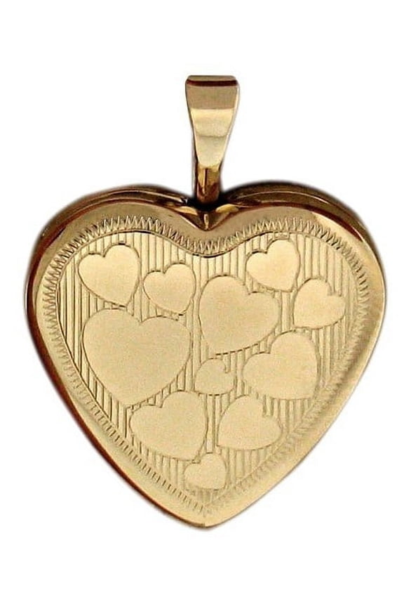 14K Yellow Gold Filled Heart Locket W/ Heart Design 2/3 inch x 2/3 inch