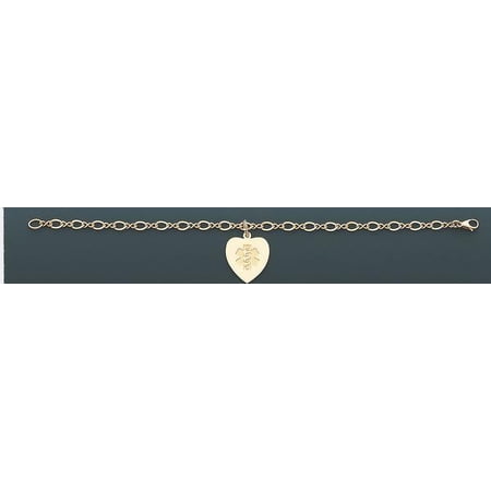 PicturesOnGold.com 14K Yellow Gold Heart Medical ID Bracelet - 7 INCHES
