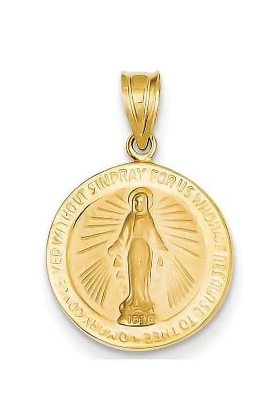 14K Yellow Gold Miraculous Medal - 5/8 Inch X 5/8 Inch in 14K Yellow Gold