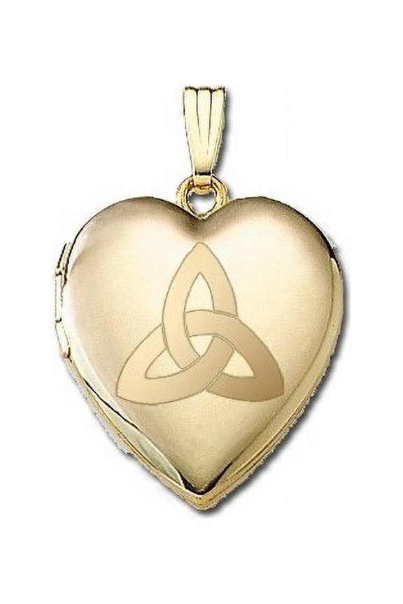 14K Yellow Gold Sweetheart Celtic Knot Locket - 3/4 Inch X 3/4 Inch in Solid 14K Yellow Gold
