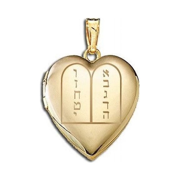 PicturesOnGold.com 14K Yellow Gold Ten Commandments Sweetheart Locket 3/4 Inch X 3/4 Inch in Solid 14K Yellow Gold