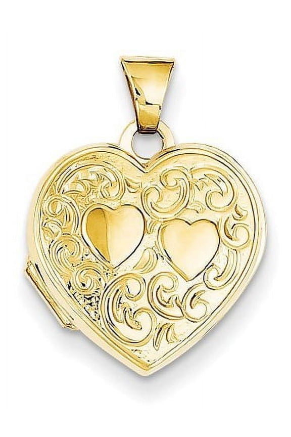 .com 14k Solid Yellow Gold Heart Locket Unisex Adult - 2/3 Inch X 2/3 Inch