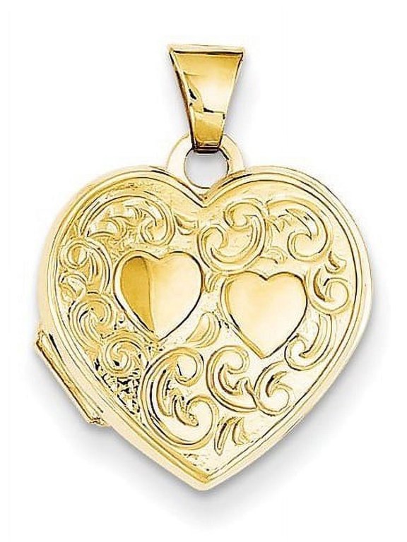 .com 14k Solid Yellow Gold Heart Locket Unisex Adult - 2/3 Inch X 2/3 Inch