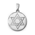 thumbnail image 1 of PicturesOnGold.com 14k White Gold Star of David Round Locket 3/4 in X 3/4 in, 1 of 1