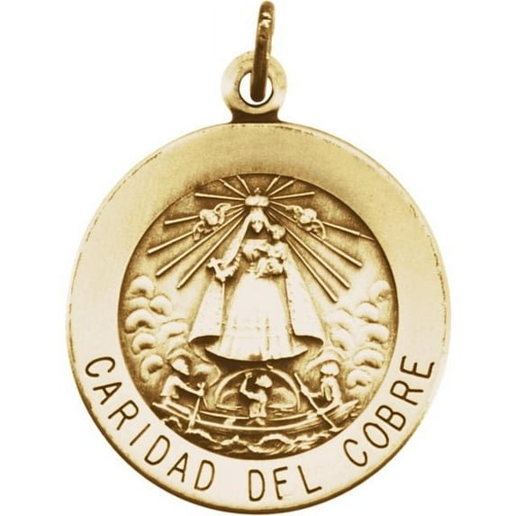 PicturesOnGold.com Caridad Del Cobre Religious Medal - Solid 14k Yellow Gold, 1 inch (25mm)
