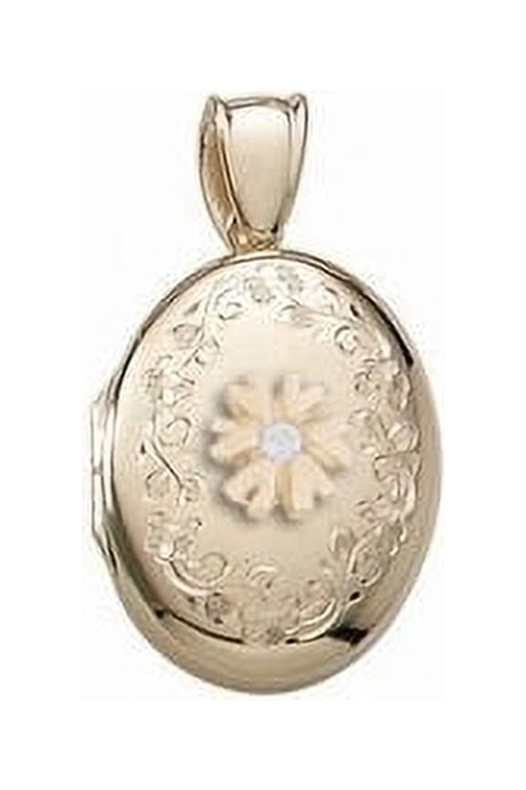 Cremation and Hair Locket W/ Diamond Center - 1/2 inch x 1 inch