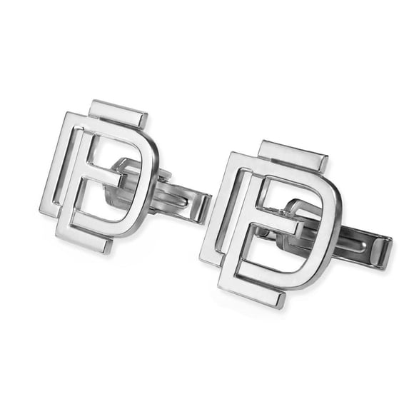 PicturesOnGold.com Exclusive Monogram Overlapping Initial Cufflinks - Sterling Silver 3/4 Inch Tall - Stylish Jewelry Memory Gifts for Men