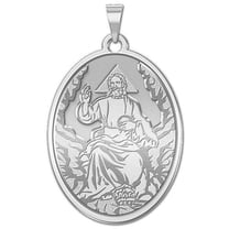 PicturesOnGold.com God The Father Oval Medal - 1/2 X 2/3 inch Size of Dime, Sterling Silver