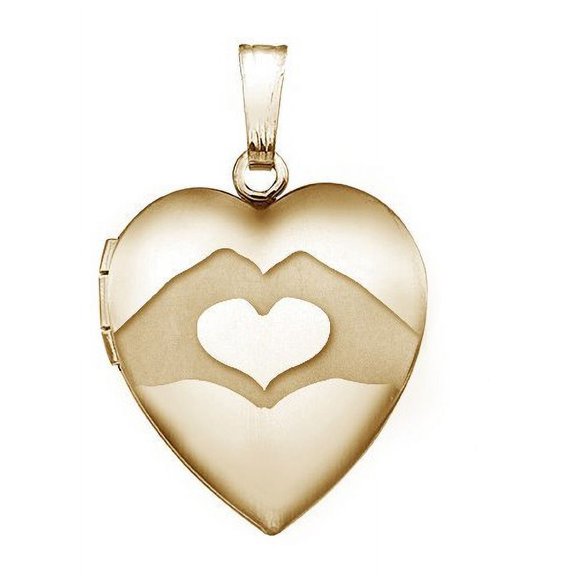 PicturesOnGold.com Gold Filled Plain:Hand Heart Heart Locket - 3/4 in x 3/4 in