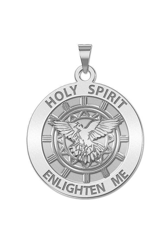 Holy Spirit Religious Medal - 3/4 Inch Size of a Nickel -Sterling Silver